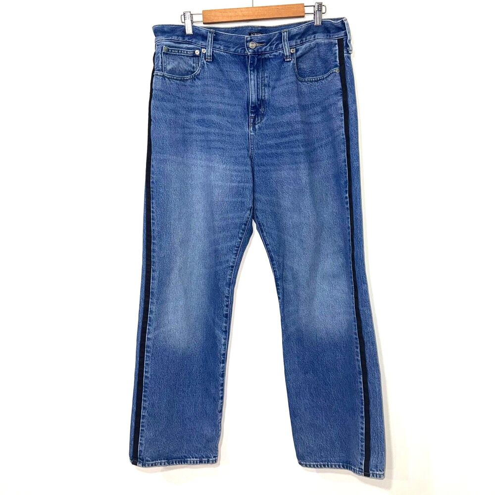 J.Crew Mid-Rise Relaxed Straight Jean with Suede Stripe - 31 - Picture 4 of 9